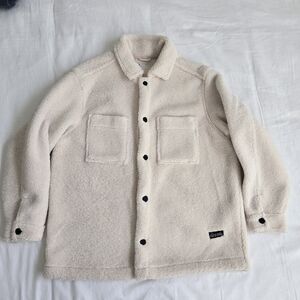 Zara Men's Off-White Sherpa Shirt Jacket